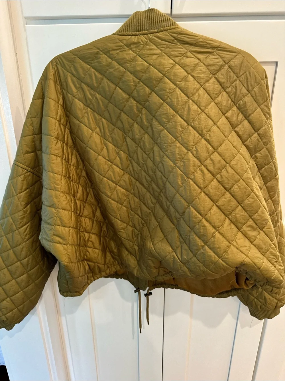 Free People Quilted Olive Green Bomber Jacket